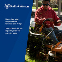 Smith & Wesson 21307 Elite Safety Glasses with Mirror Coating Blue Mirror Lenses Black Frame (Qty 12)