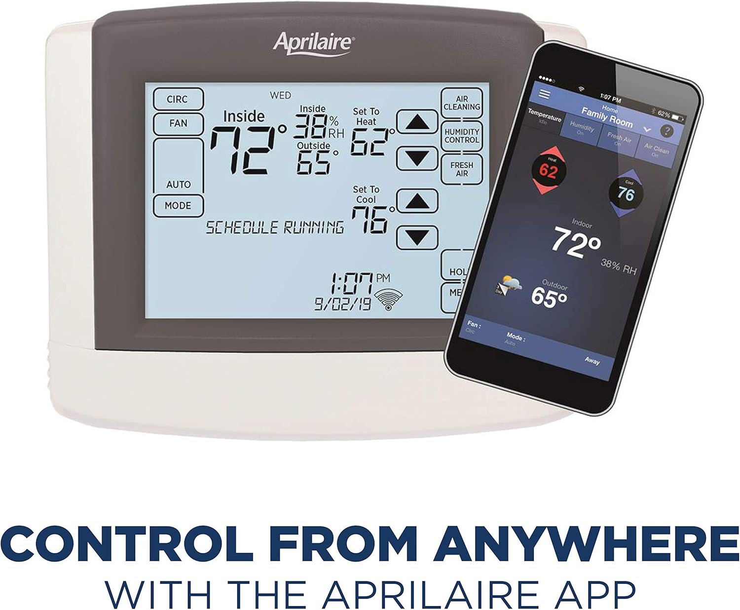 APRILAIRE Aprilaire 8620W Universal Wi-Fi Touchscreen Thermostat with IAQ Control