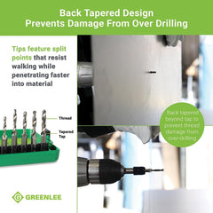 Greenlee DTAPKIT Drill Tap Kit 6-32 to 1/4-20 6-Piece Set