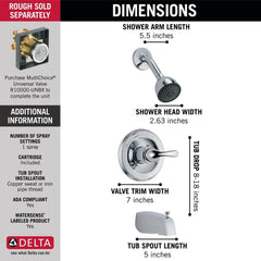 DELTA FAUCET Delta Faucet T13420 Classic Monitor Single Function Tub and Shower Trim Chrome