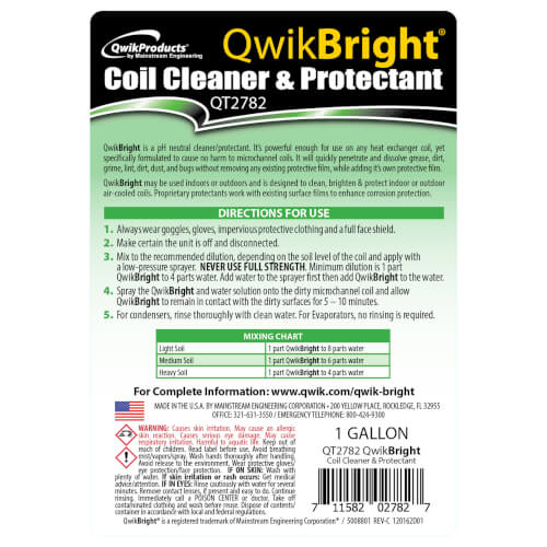 QWIK PRODUCTS Qwik Products QT2782 QwikBright Microchannel Coil Cleaner & Protectant 1 Gallon
