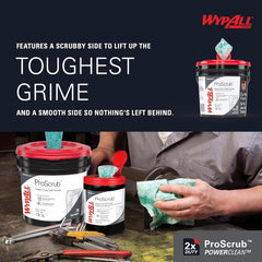 Wypall 91371 PowerClean ProScrub Heavy Duty Wet Towels Dual Action Cleaning X-Large Wipes 75 Sheets Bucket