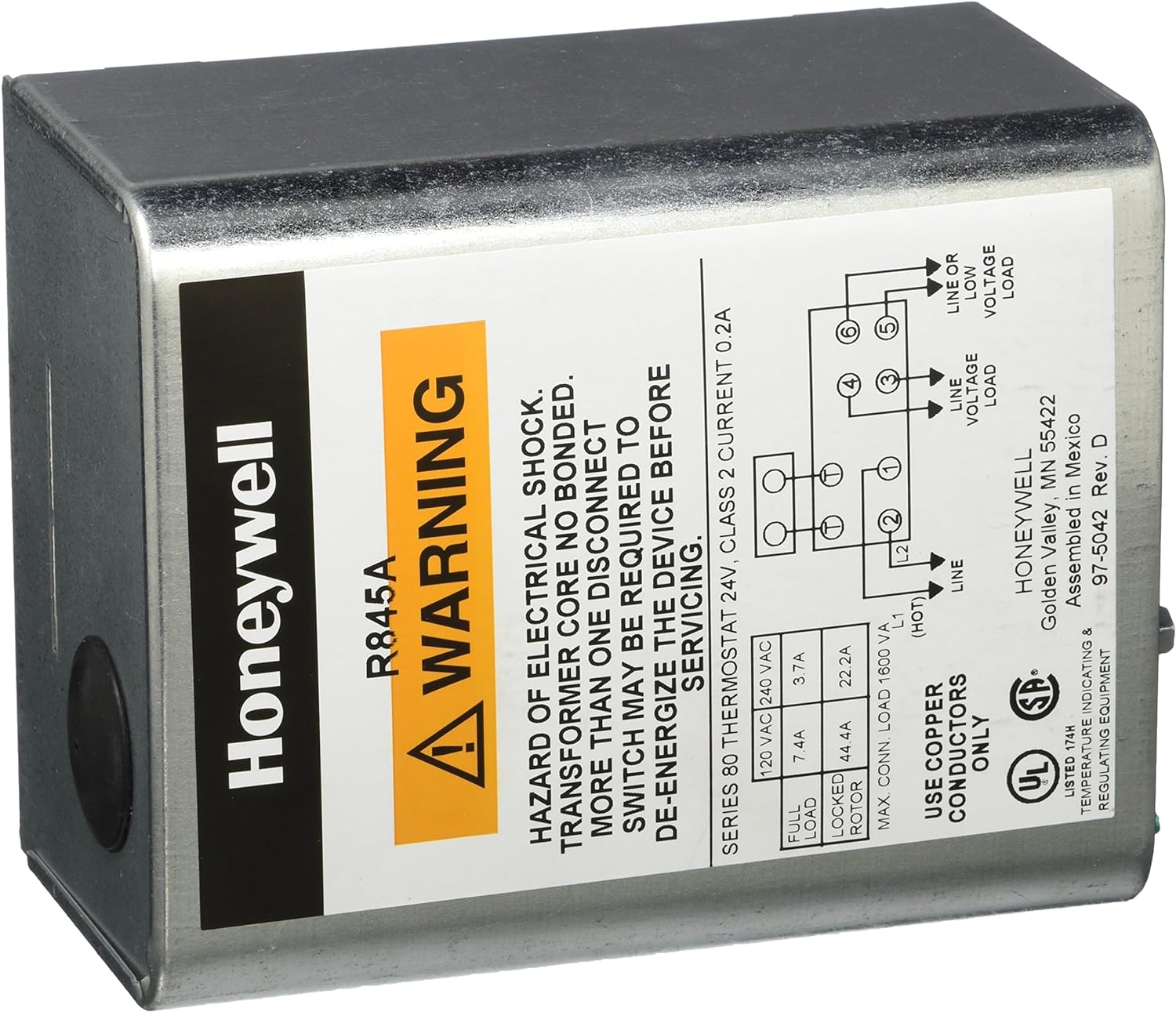HONEYWELL Honeywell R845A1030 Switching Relay 120 Volt 7.4 Amp 24 VAC 0.4 Amp DPST