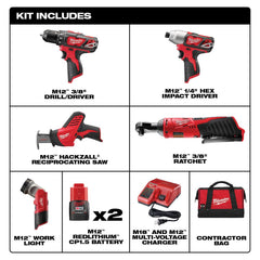 MILWAUKEE Milwaukee 2498-25 5-Tool Combo Kit 12V Cordless M12