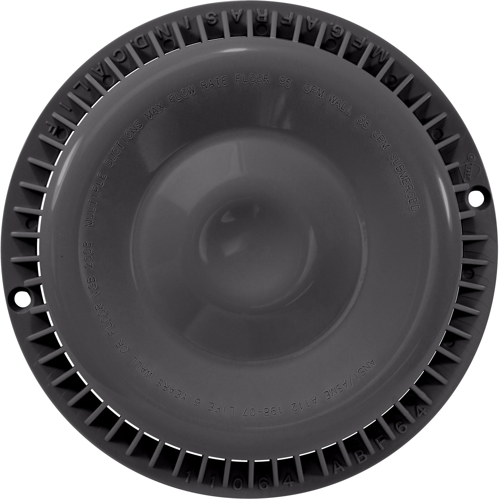 AFFPACK Afras Industries 11064DKGY Main Drain Cover Anti Vortex 7.375 inch diameter