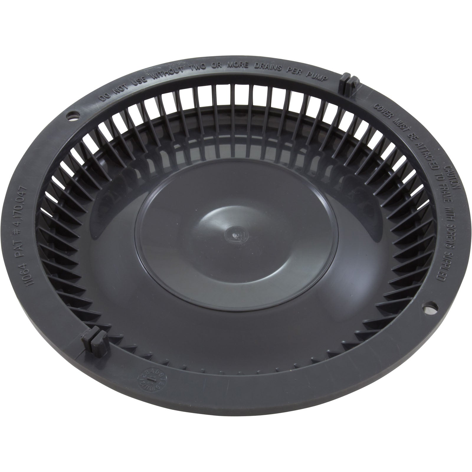 AFFPACK Afras 10064DKGY Main Drain Grate Anti Vortex Dark Gray with 2 Screws