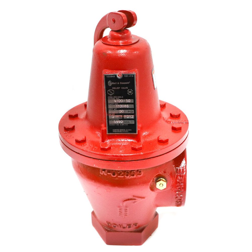 BELL & GOSSETT ITT Bell & Gossett 110086 4100 50 ASME Relief Valve 5900000 BTUH
