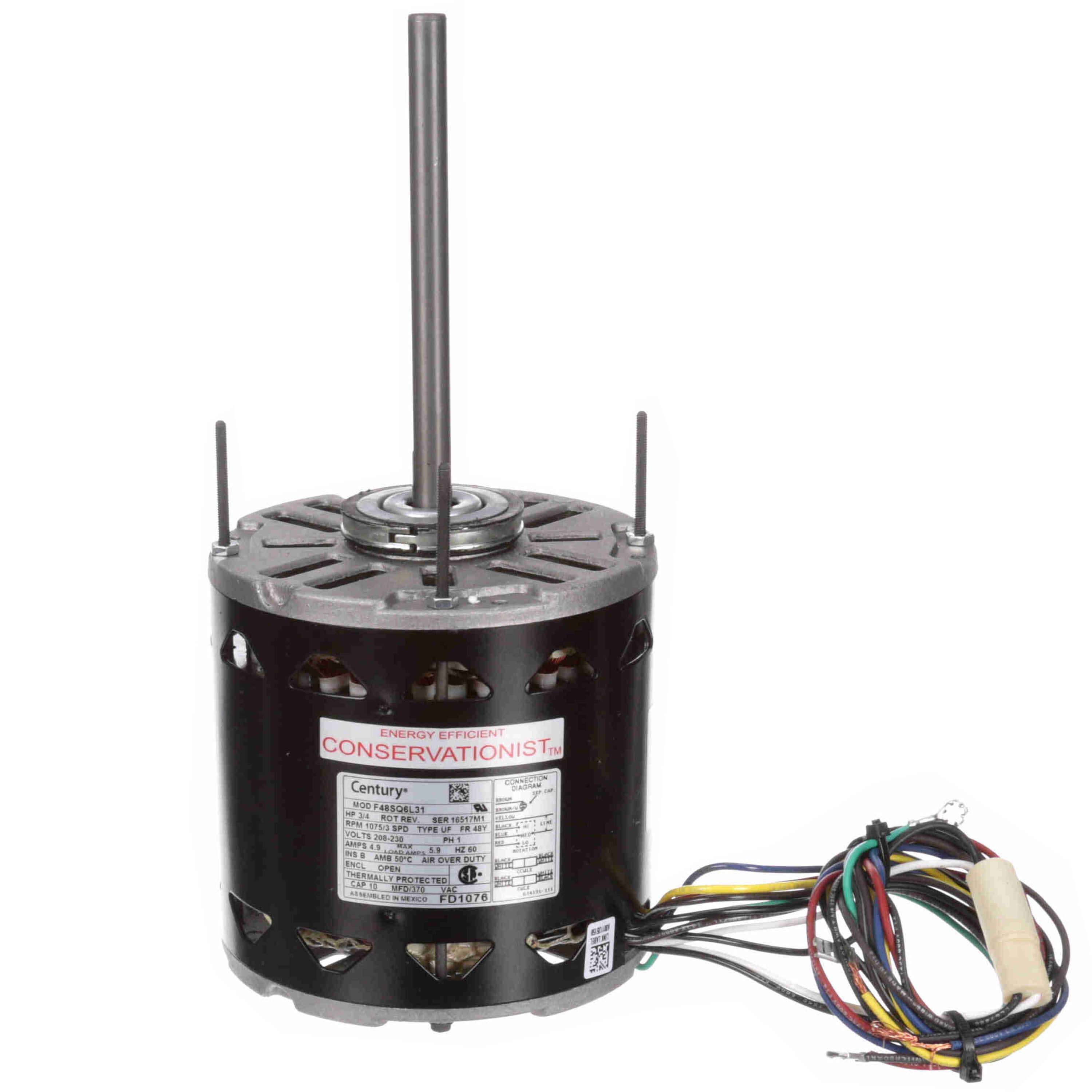CENTURY MOTORS Century FD1076 Fan and Blower Motor 3/4 HP 208-230V 1075 RPM