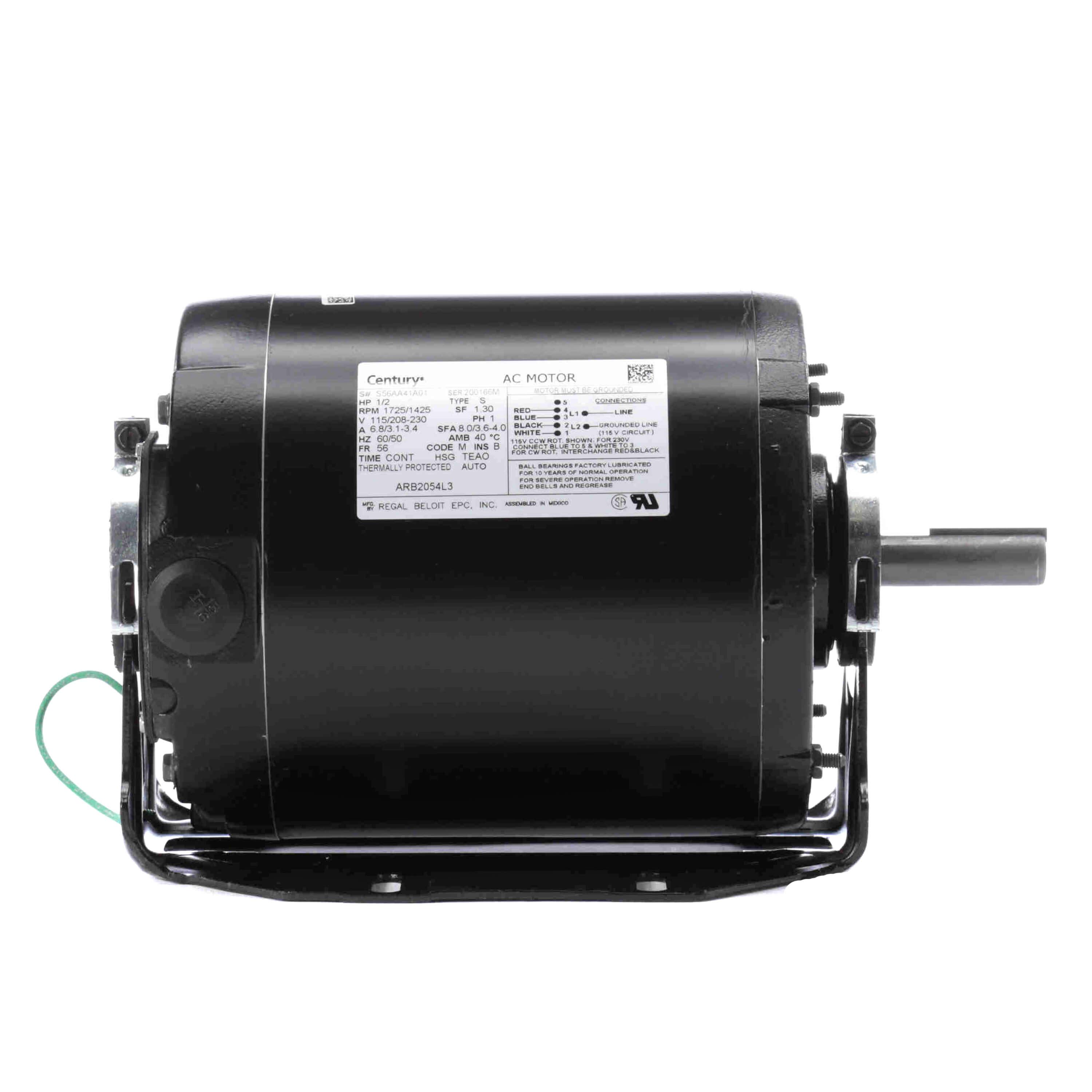 CENTURY MOTORS Century ARB2054L3 Fan and Blower Motor 1/2 HP 115/208-230V TEAO