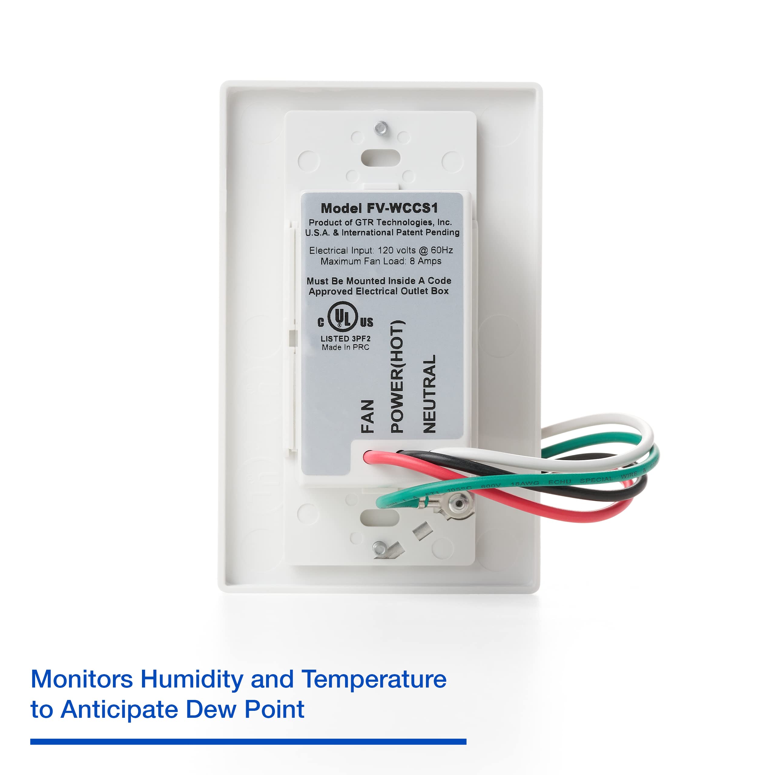 PANASONIC Panasonic FV-WCCS1-W WhisperControl Condensation Sensor Plus On/Off Wall Switch