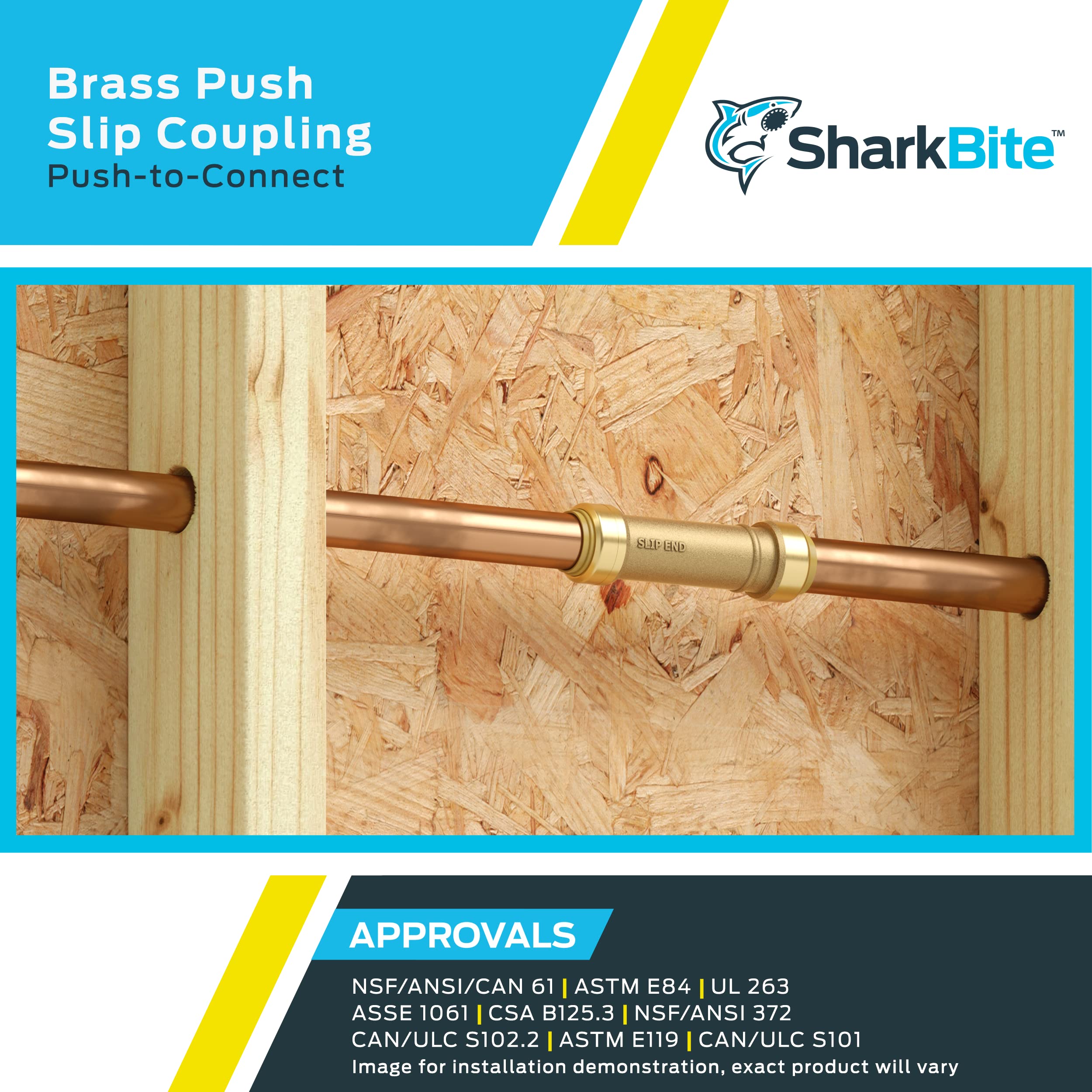 SHARKBITE SharkBite UXL0635 1-1/4 Inch Slip Coupling Push to Connect Brass Plumbing Fitting