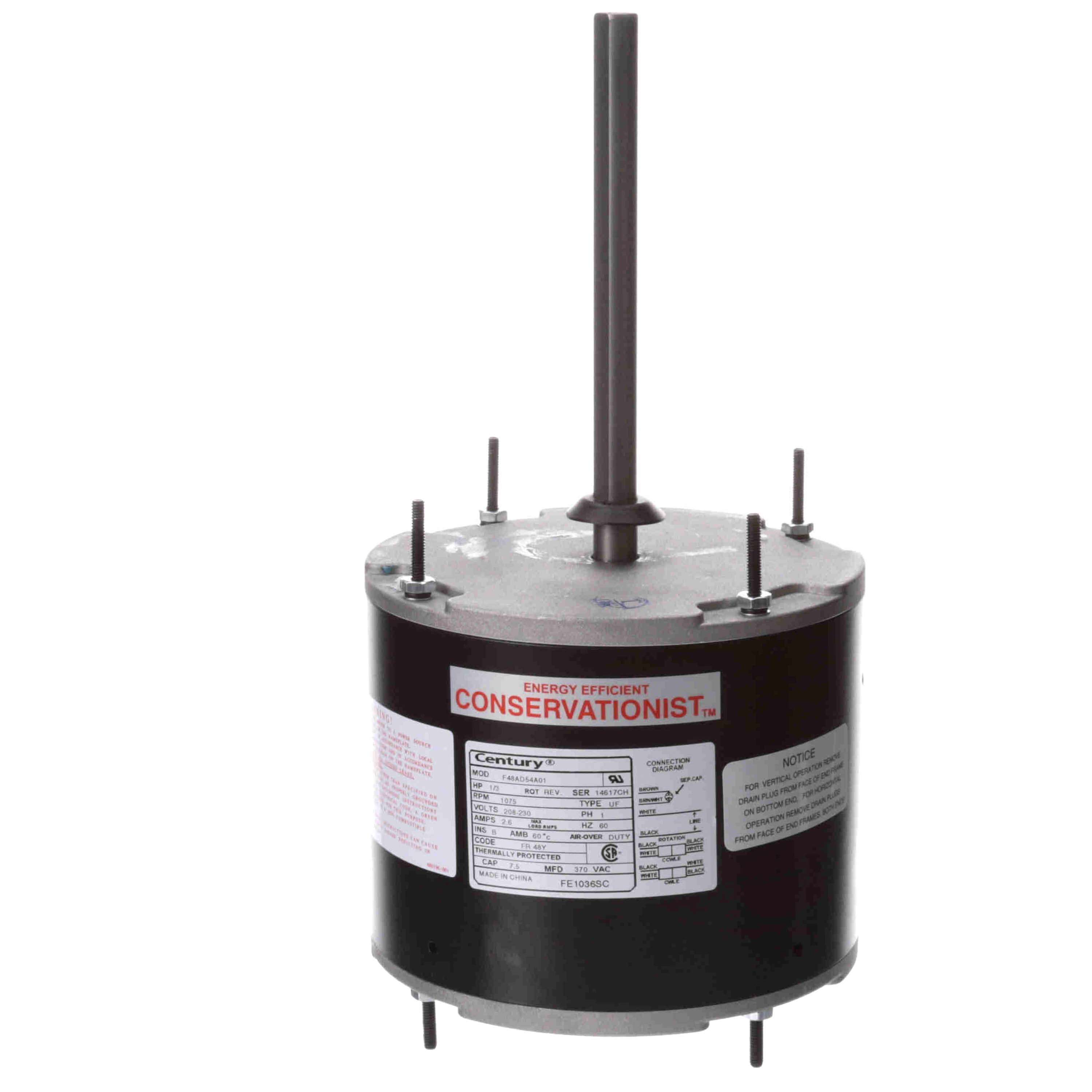 CENTURY MOTORS Century FE1036SC Condenser Fan Motor 1/3 HP 1075 RPM 208-230V