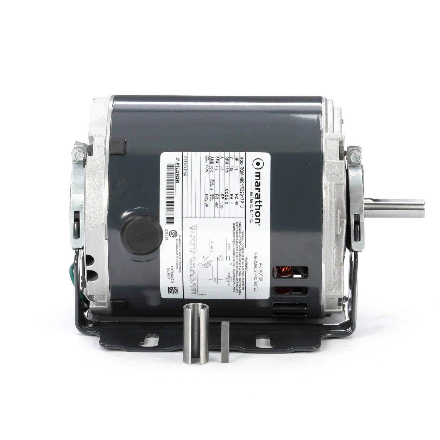 MARATHON MOTORS Marathon Electric MD107 Marathon D107 48Y Frame 48S17D2017 Open Drip Proof Belt Drive Motor 1/6 hp 115 VAC