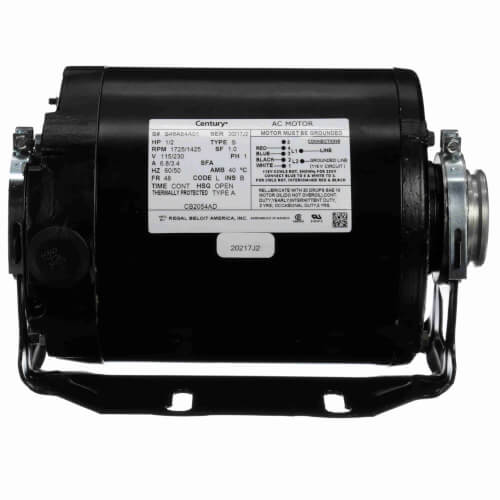 CENTURY MOTORS Century CB2054AD Pump Mtr, Split Ph, 1/2hp, 1725, 115/230, 48Y