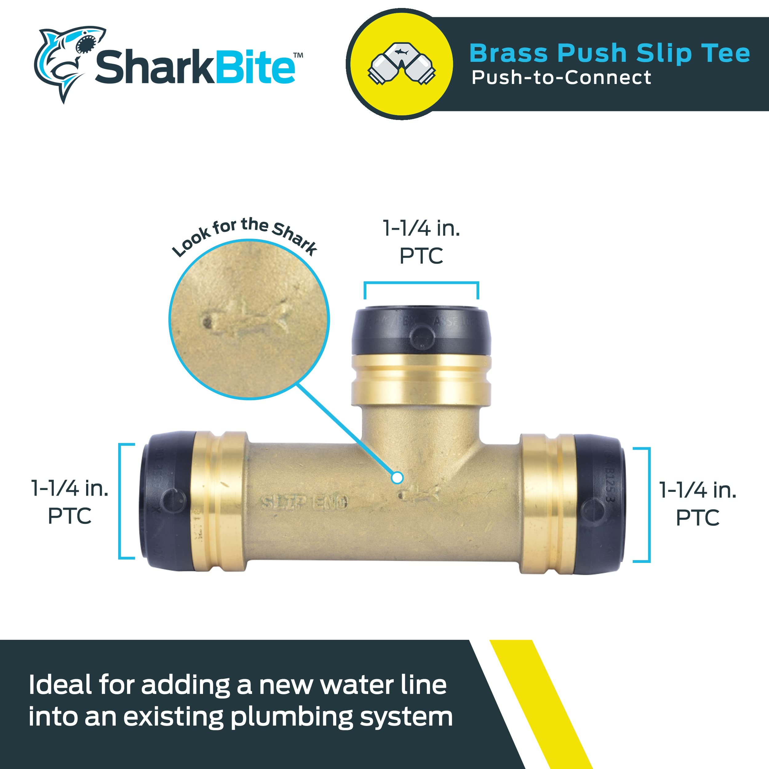 SHARKBITE SharkBite UXL0335 Slip Tee Push to Connect Brass Plumbing Fitting 1-1/4 in