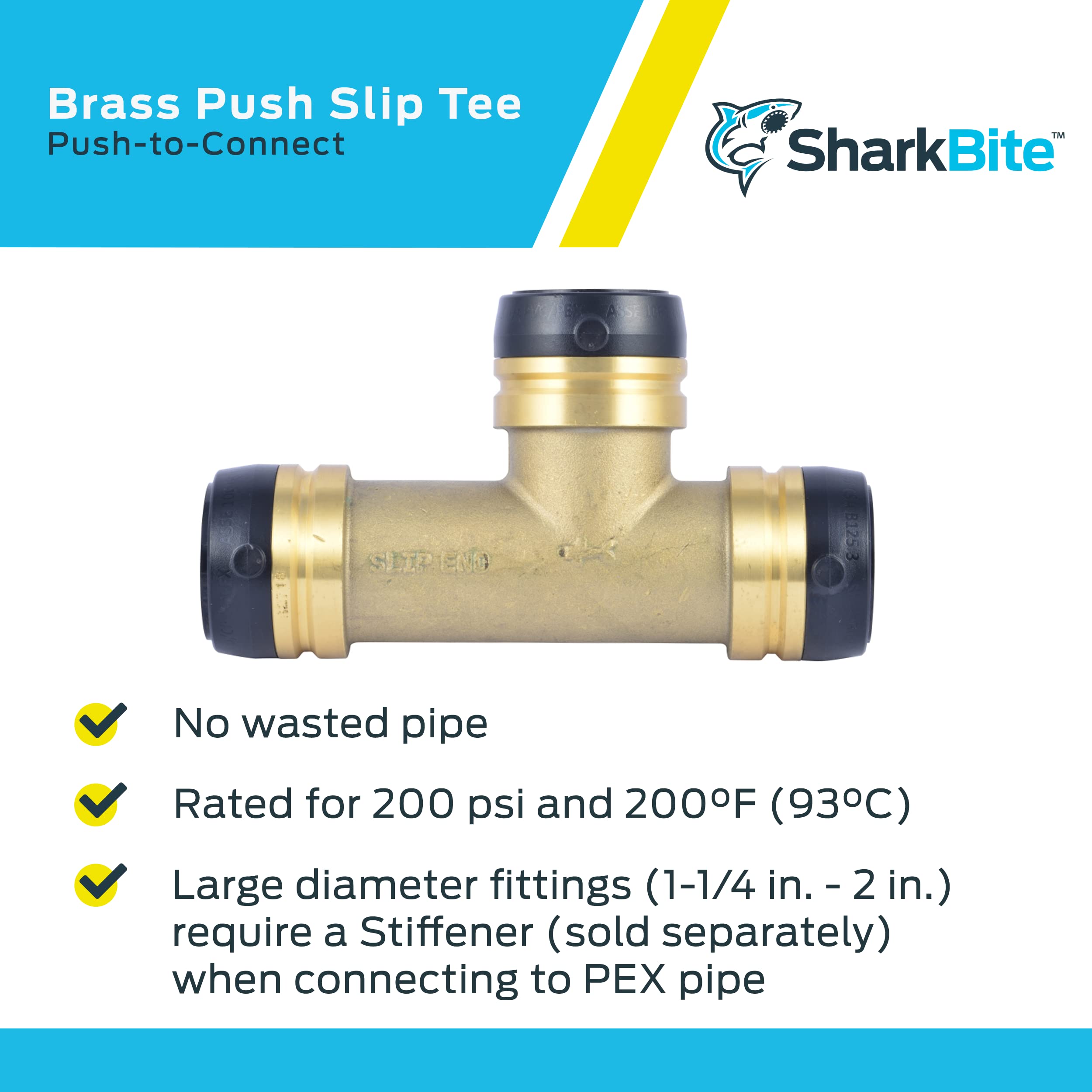SHARKBITE SharkBite UXL0335 Slip Tee Push to Connect Brass Plumbing Fitting 1-1/4 in