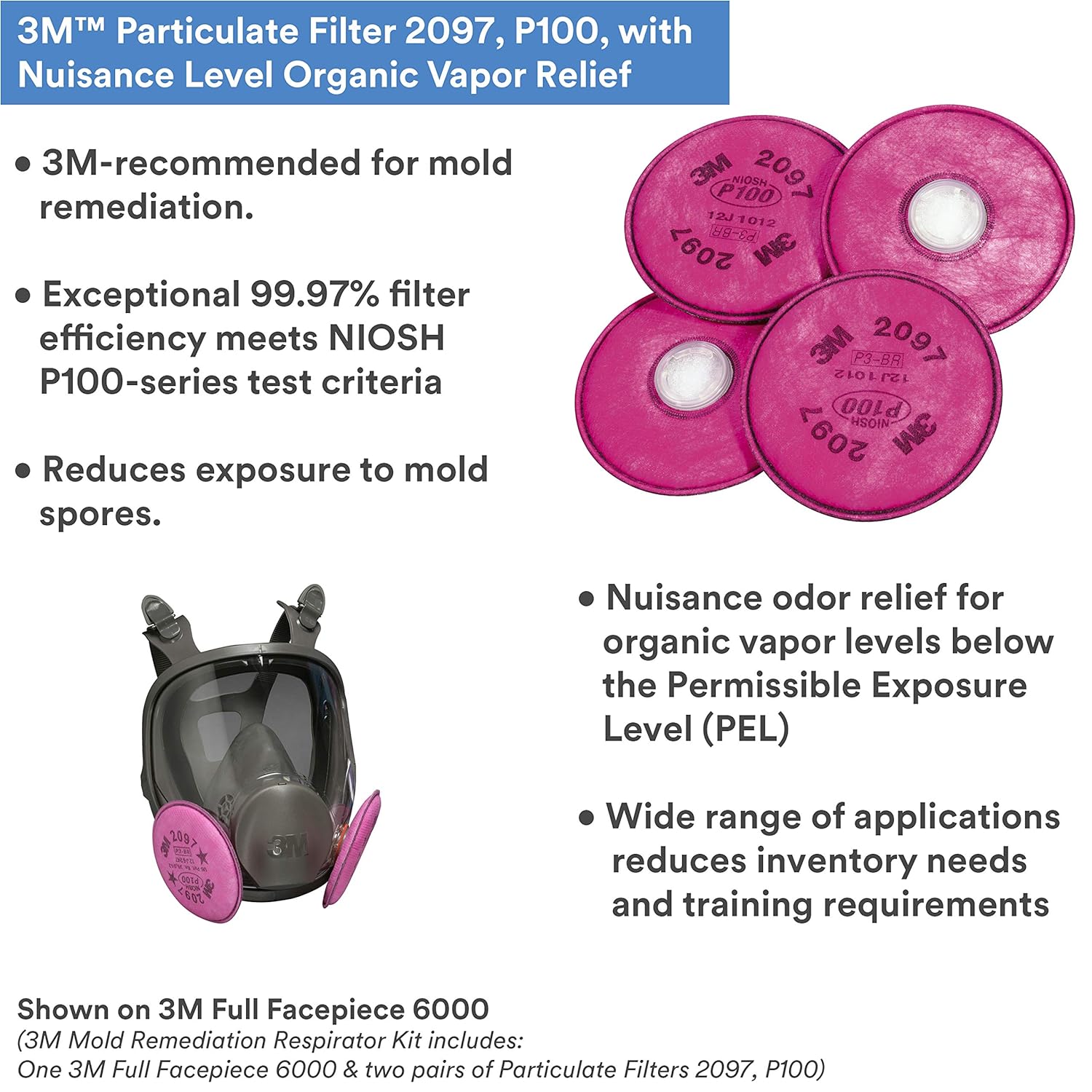 3M 3M 69097 3M Mold Remediation Respirator Kit, Large