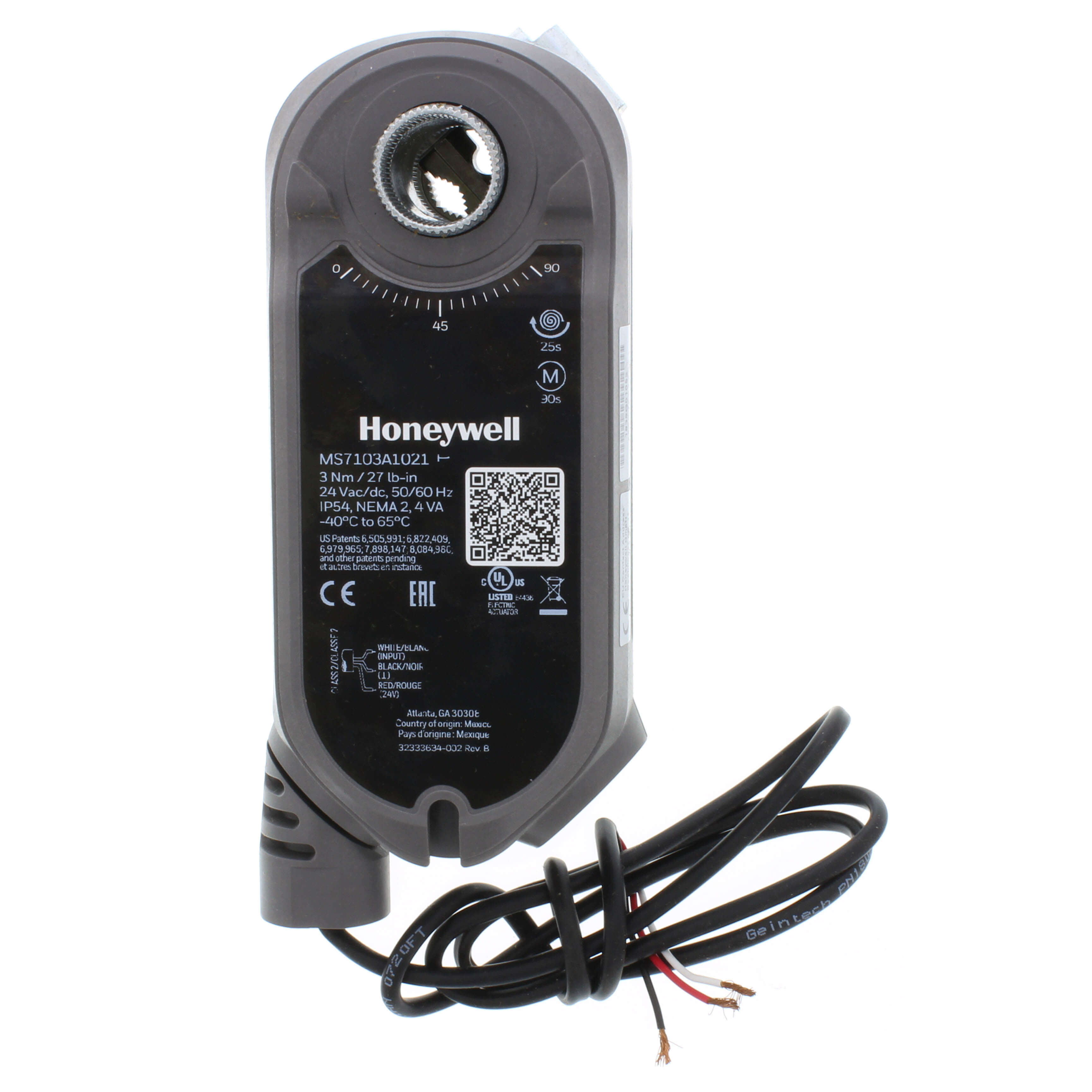 HONEYWELL Honeywell MS7103A1021 Diamond Actuator 24vac/dc 2-10vdc 27 lb-in Spring Return direct coupled damper Actuator with self-centering shaft Adapter