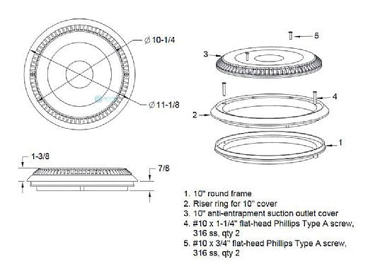 AQUASTAR POOL PRODUCTS Aquastar Pool Products 10AVR103 10 Round Cover with Frame - Gray