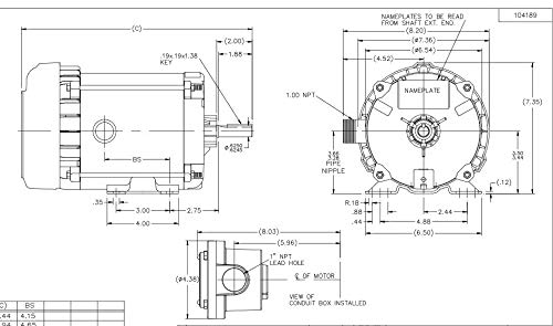 MARATHON MOTORS Marathon MG649 Marathon G649 Explosion Proof Motor 1/2 hp 1800 RPM 208-230/460 VAC 56T17G5312