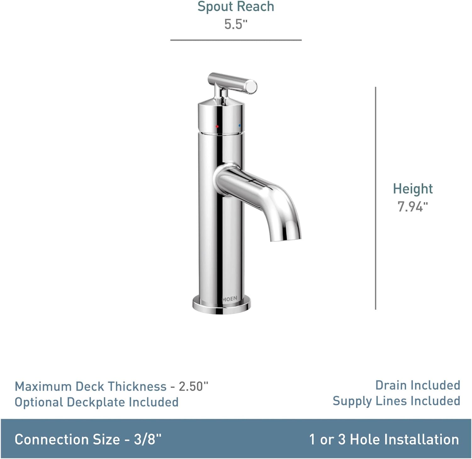MOEN Moen 6145BL Gibson Matte Black One-Handle Bathroom Faucet