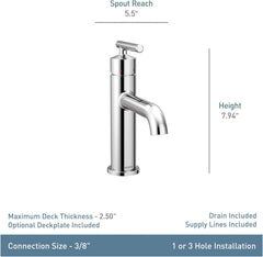 MOEN Moen 6145BL Gibson Matte Black One-Handle Bathroom Faucet