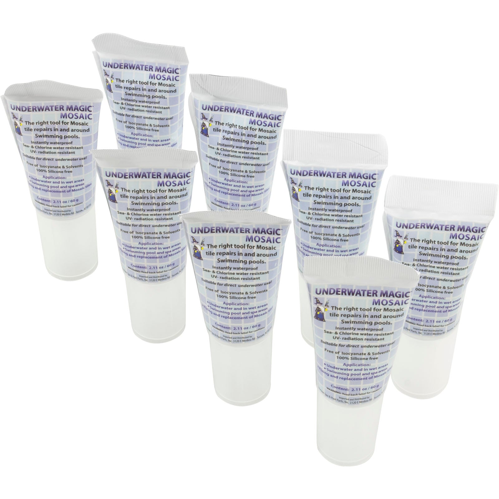 UNDERWATER MAGIC Underwater Magic MOSAIC-60-8XCS Sealant, Mosaic, 2.1 oz Tube, 8ct, White