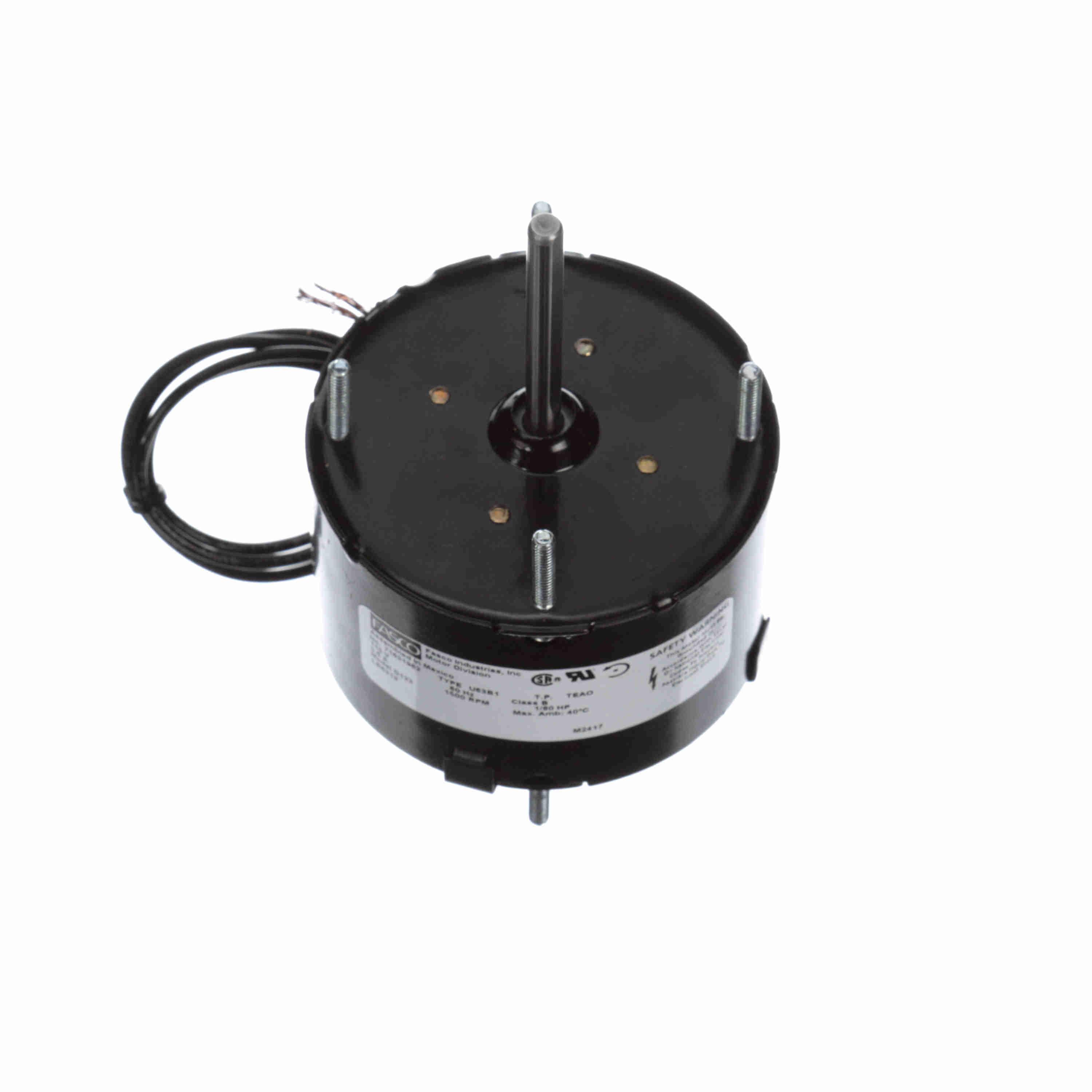 GENTEQ MOTORS Fasco D123 3.3 Frame Totally Enclosed Shaded Pole General Purpose Motor with Sleeve Bearing, 1/80HP, 1500rpm, 115V, 60Hz