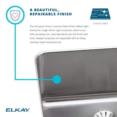 ELKAY Elkay RLLVR12 Asana Stainless Steel Drop-in Bathroom Sink 18 Inch