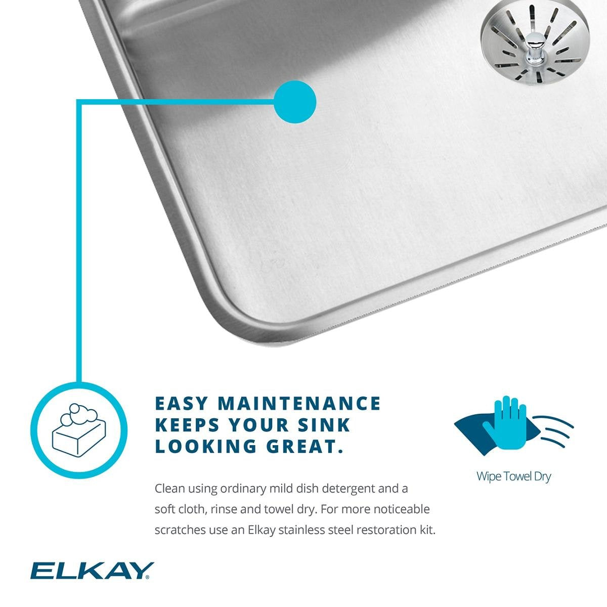 ELKAY Elkay RLLVR12 Asana Stainless Steel Drop-in Bathroom Sink 18 Inch