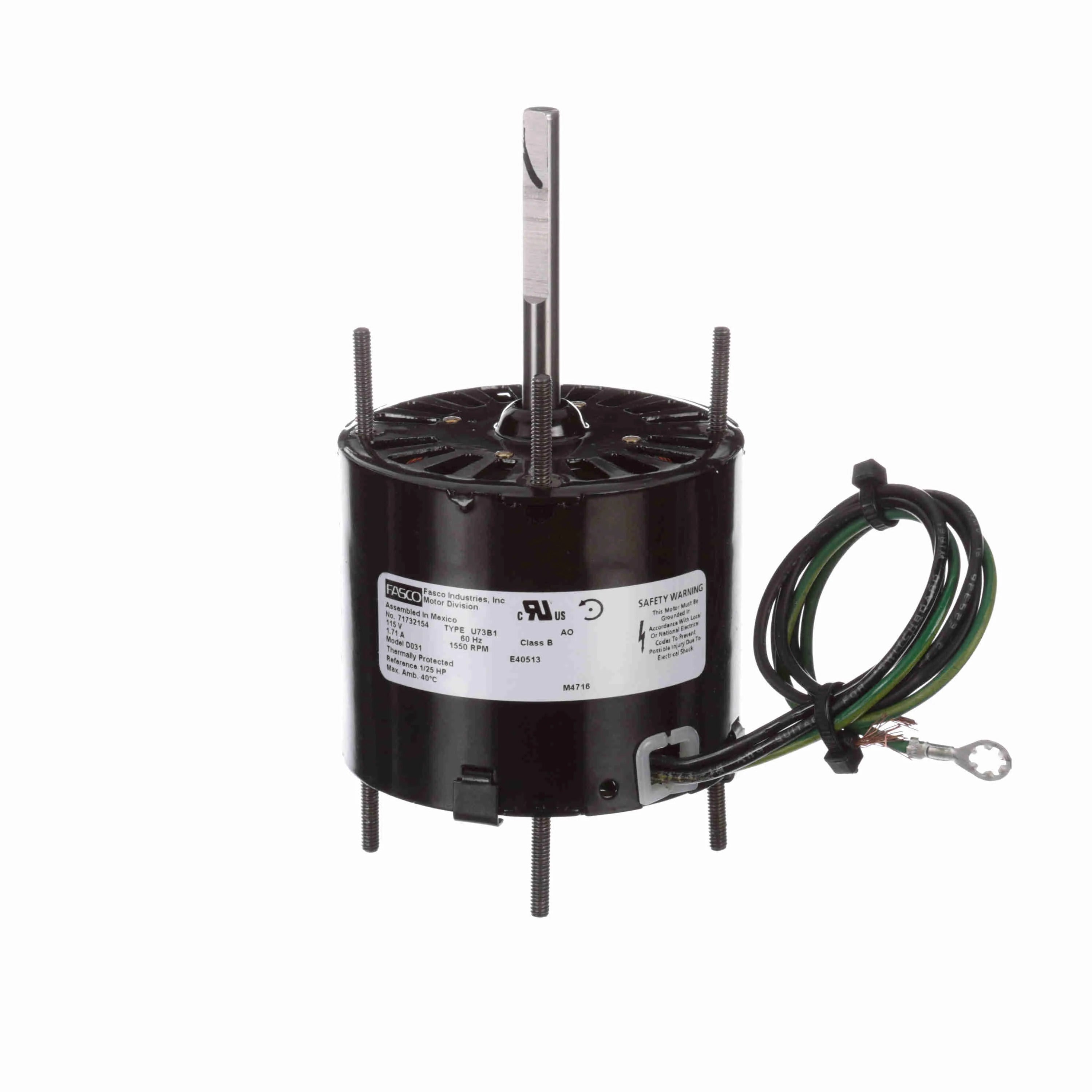 GENTEQ MOTORS Fasco D031 Ventilation Motor 1/25 HP 1550 RPM 115V