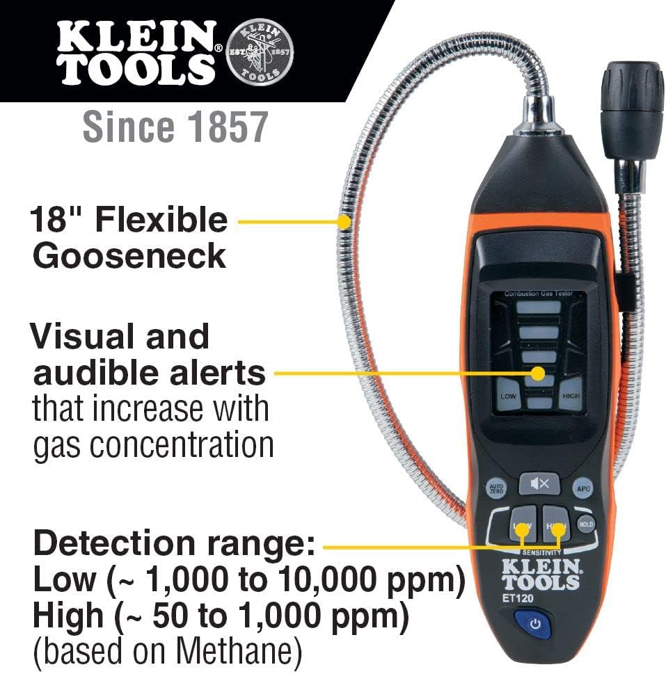 KLEIN TOOLS Klein ET120 Combustible Gas Leak Detector 18-Inch Gooseneck