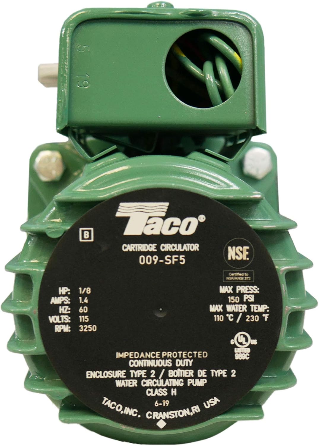 TACO Taco 009-SF5 High Velocity Cartridge Circulator Pump 115V 1/8 HP