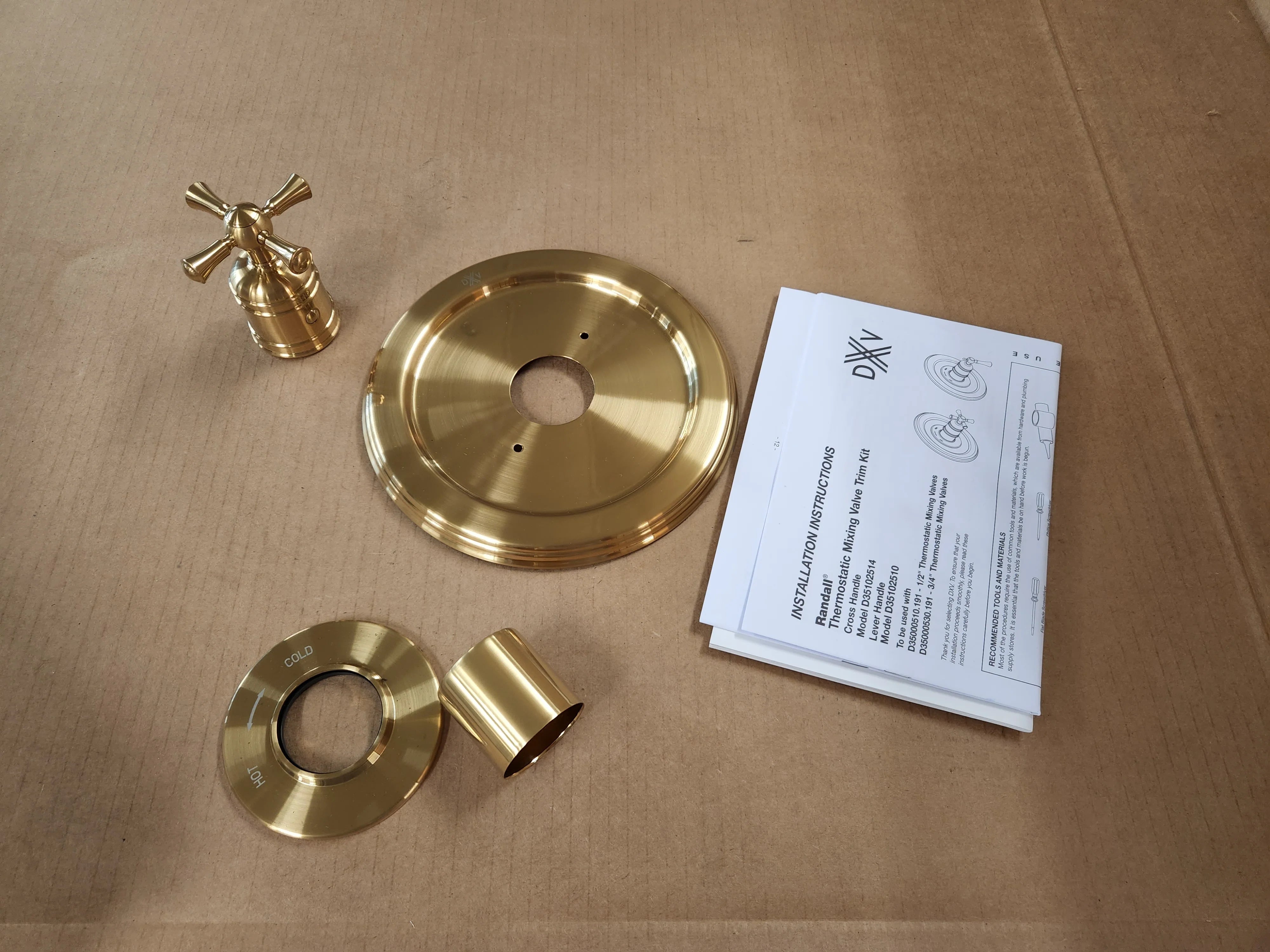 AMERICAN STANDARD American Standard D35102514.427 Randall Satin Brass Thermo Valve Trim Cross Handle