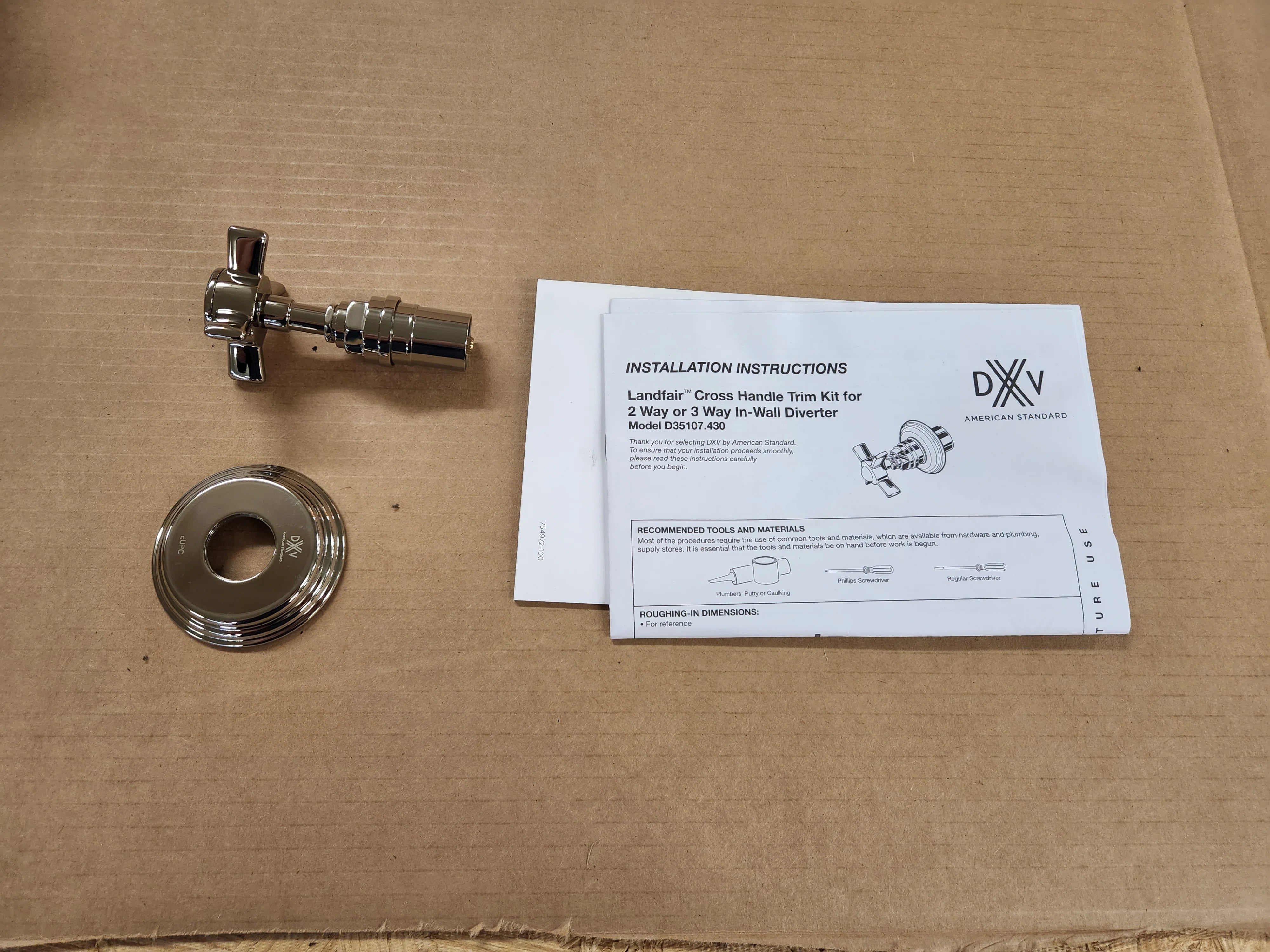 AMERICAN STANDARD American Standard D35107430.150 Landfair Platium Nickel 4/3 & 3/2 Div Valve Trim
