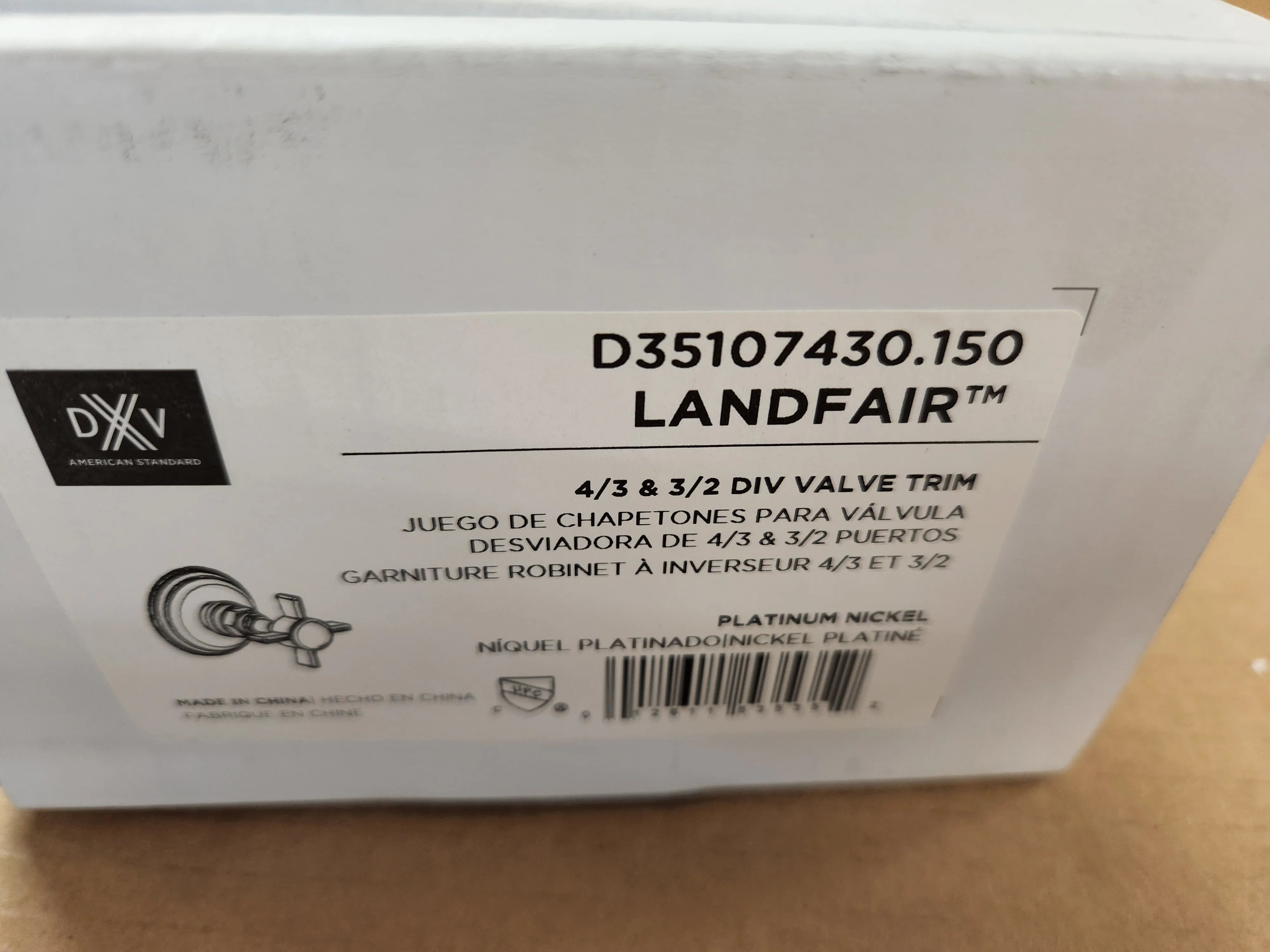 AMERICAN STANDARD American Standard D35107430.150 Landfair Platium Nickel 4/3 & 3/2 Div Valve Trim