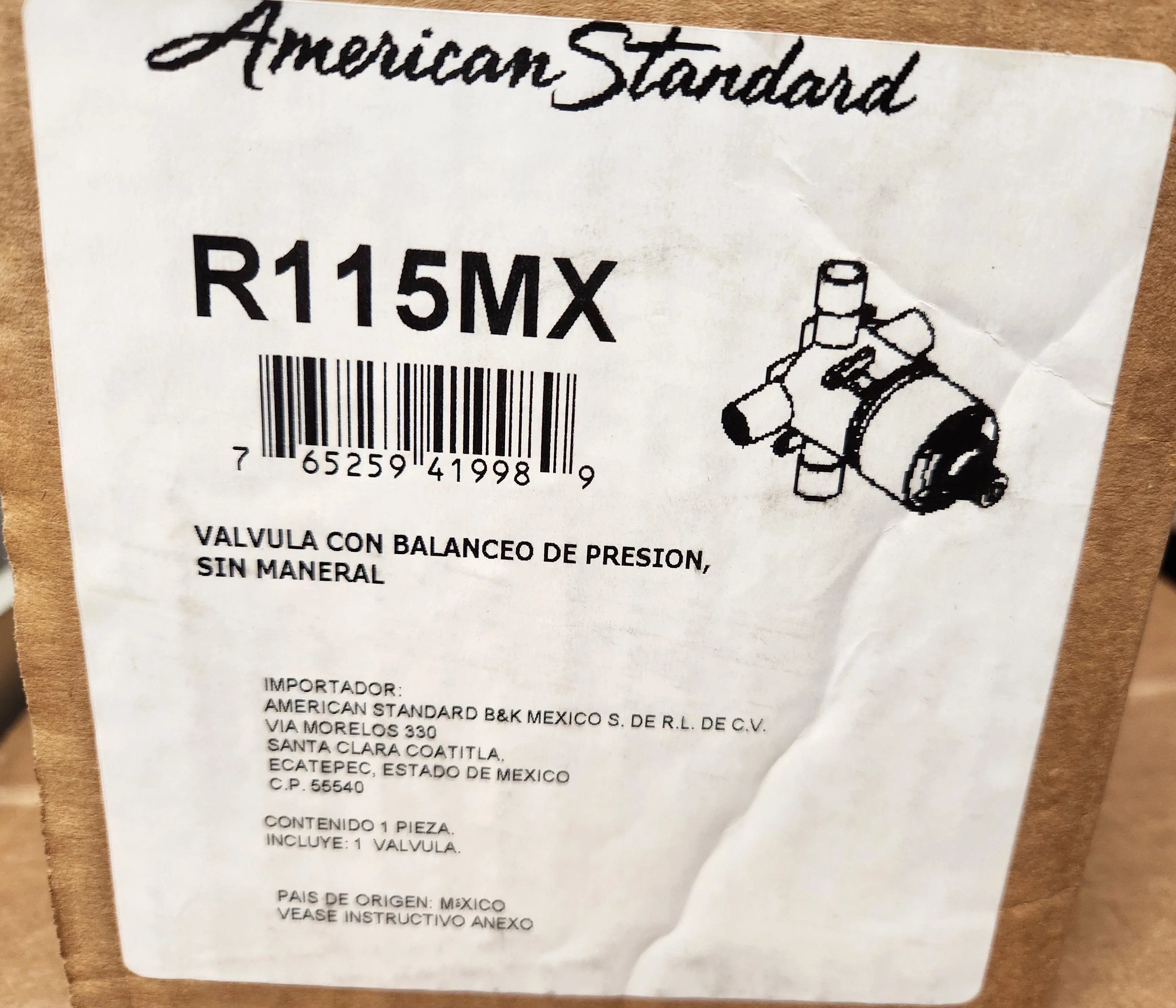 AMERICAN STANDARD American Standard R115MX Pressure Balance Temperature Control Valve