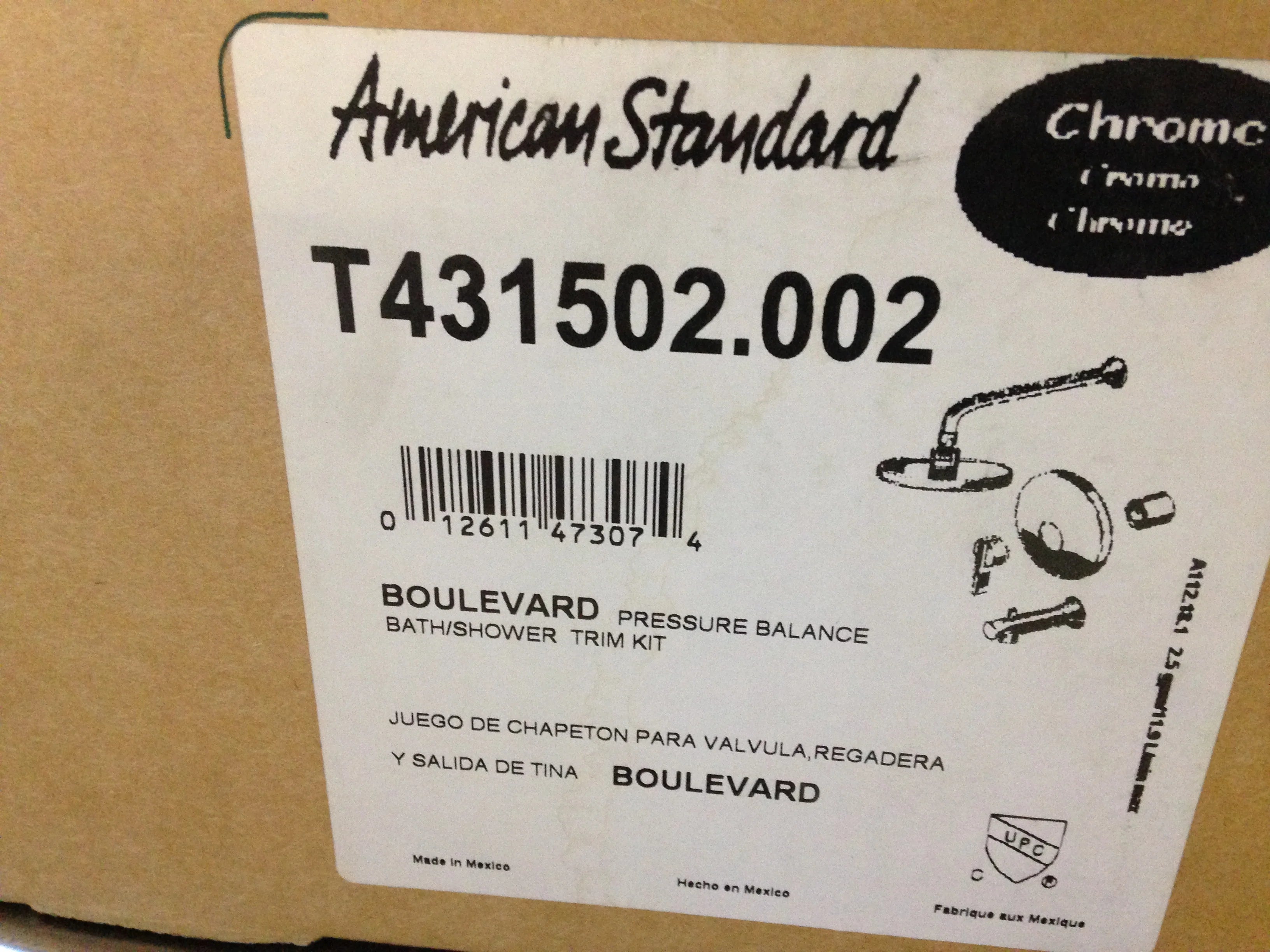 AMERICAN STANDARD American Standard T431502.002 Boulevard Pressure Balance Bath/Shower Trim Kit