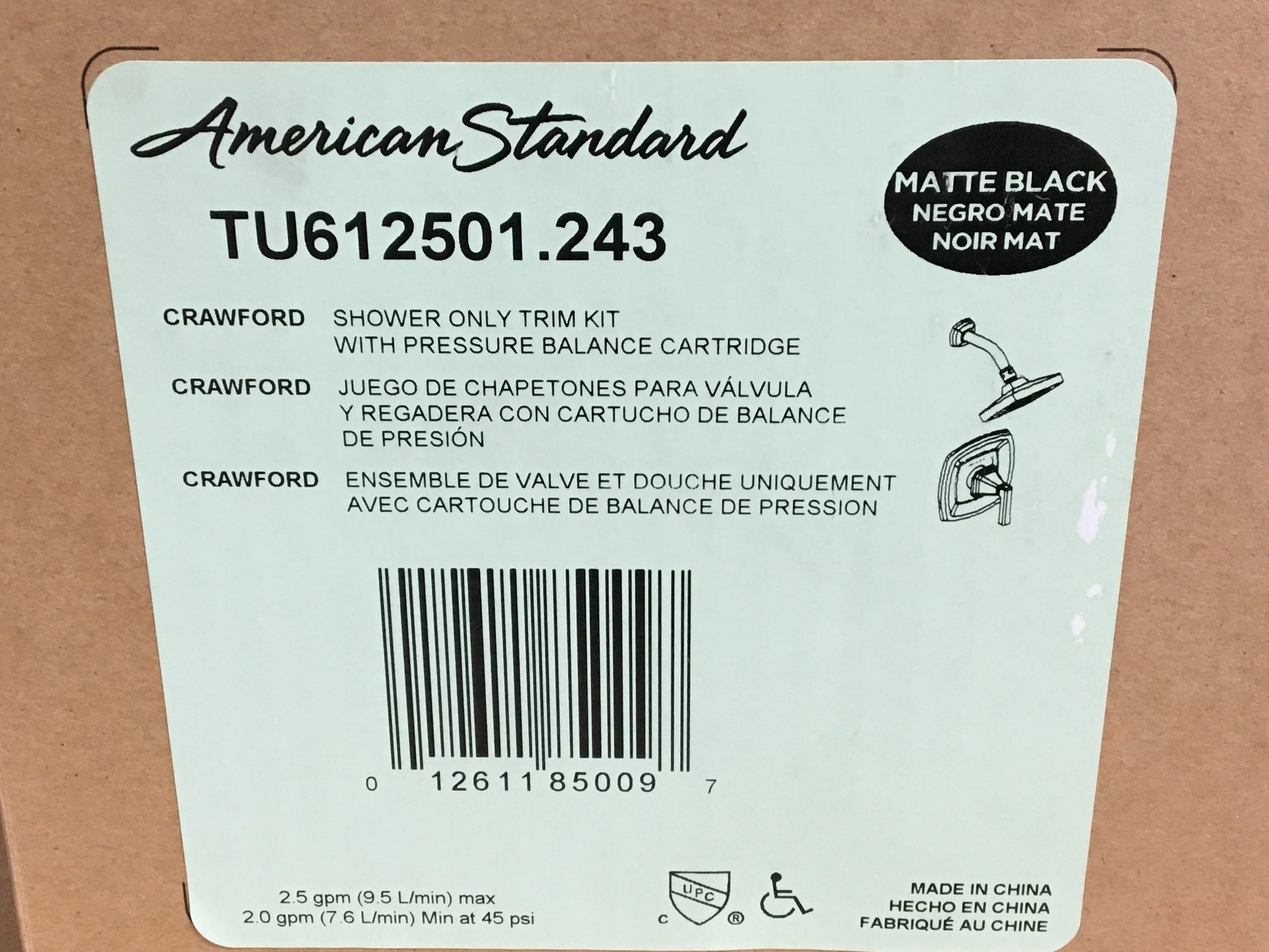 AMERICAN STANDARD American Standard TU612501.243 Crawford 2.5 GPM Shower Trim Kit With Showerhead