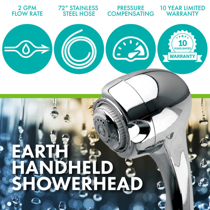 NIAGARA Niagara N2935CH Earth Spa 3-Spray 2.0 GPM Wall Mount Handheld Shower Head