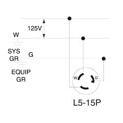 LEVITON Leviton 4720-C 15 Amp 3W, 2P NEMA L5-15P Locking Plug