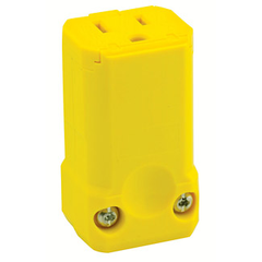 LEVITON Leviton 5259-VY Grounding Hinged Straight Blade Connector 125 VAC 15 A 2 Poles 3 Wires Yellow