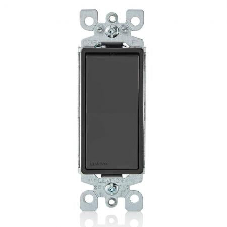 LEVITON Leviton 5601-2E 15 Amp, 120/277 Volt, Decora Rocker Single-Pole AC Quiet Switch, Residential Grade, Grounding, Black