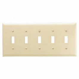 LEGRAND Pass & Seymour TP5I TP5-I 5Gang Wall Plate, Toggle Switch, Nylon, Standard - Ivory