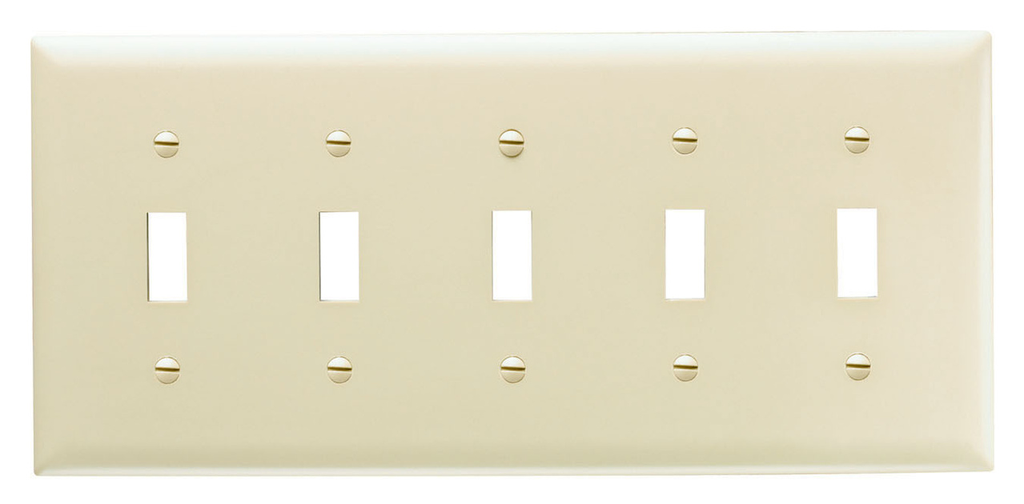 LEGRAND Pass & Seymour TP5I TP5-I 5Gang Wall Plate, Toggle Switch, Nylon, Standard - Ivory
