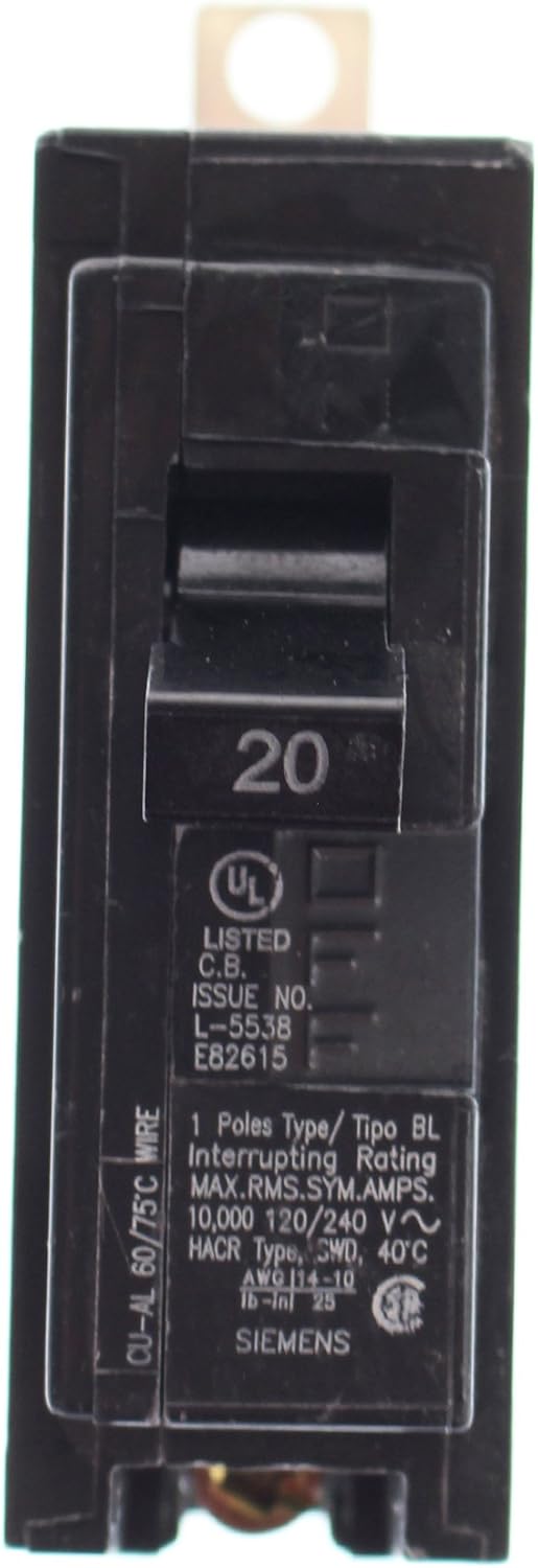 SIEMENS Siemens B120 20-Amp Single Pole 120-Volt 10KAIC Bolt in Breaker