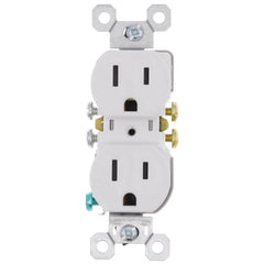 LEGRAND Pass & Seymour 3232TRW Duplex Type, Thermoplastic Material, 125 VAC, 15 Amp, 2 Poles, 3 Wires, White