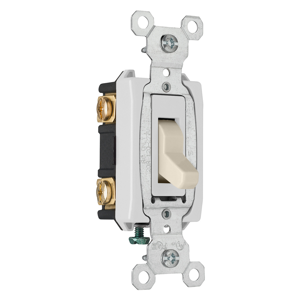 LEGRAND Pass & Seymour CSB20AC3LA 3-Way Heavy Duty Toggle Switch 120/277 VAC 20 Amp Light Almond