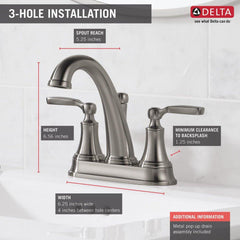 DELTA FAUCET Delta Faucet 2532LF-SSMPU Woodhurst Two Handle Centerset Bathroom Sink Faucet in Stainless Steel