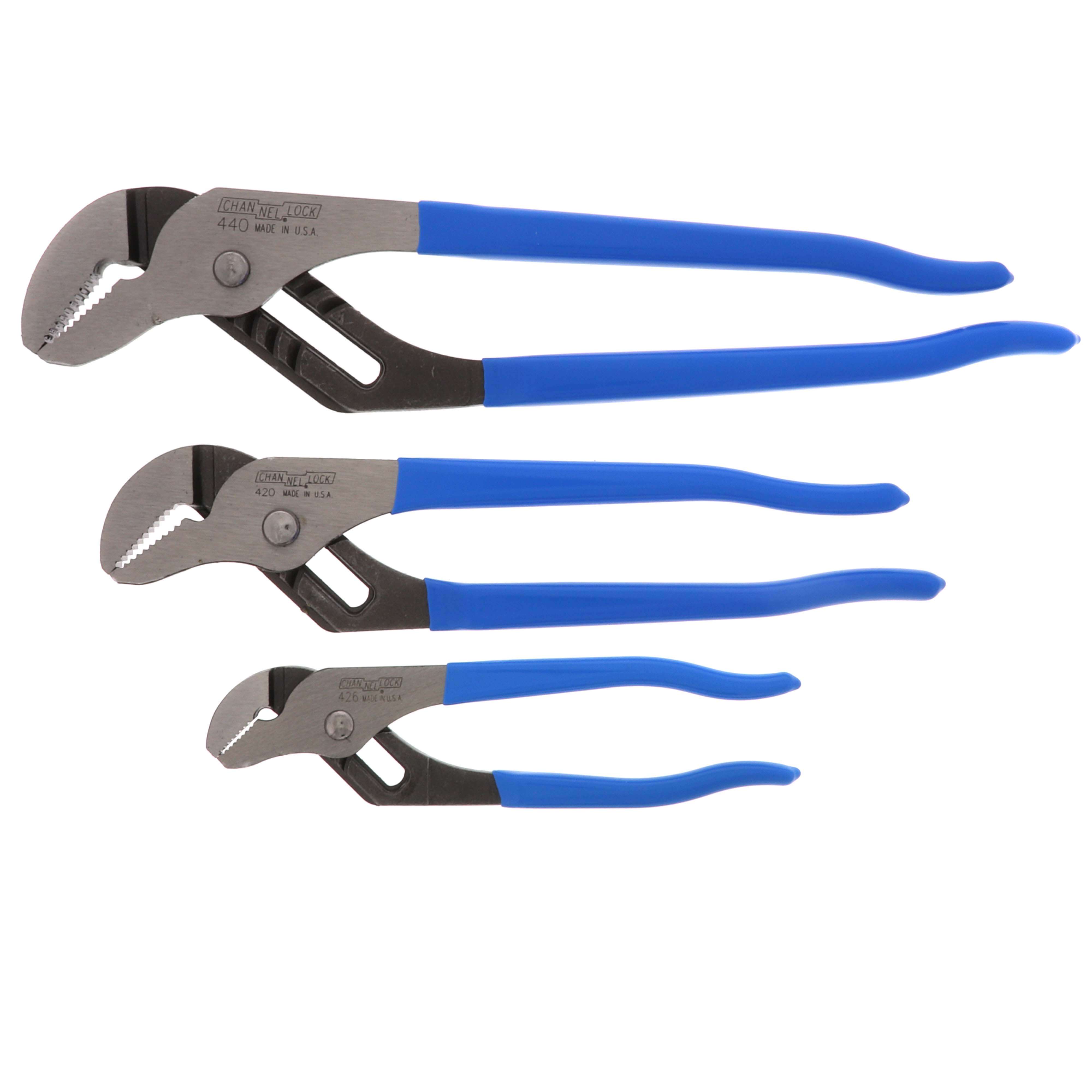 CHANNELLOCK Channellock GS-3 Tongue and Groove Plier Set, 4 Pc, 6.5 in L, 9.5 in L, 12 in L